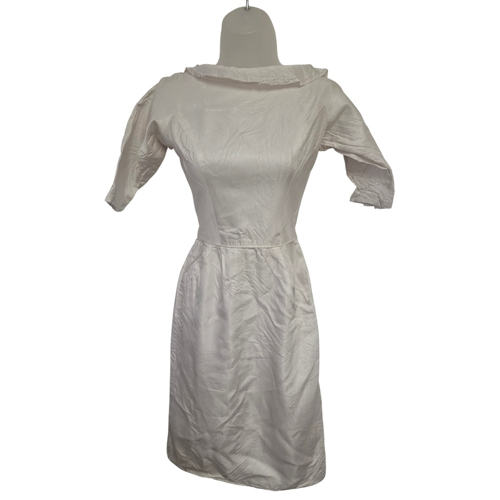 Vintage 1950s/60s Norris San Francisco White Dress — Retro Short Sleeve Zip